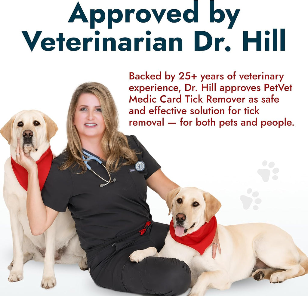 Tick Remover Card, Vet-Approved Tick Removal Tool for Dogs & Cats, 3 Pack Wallet-Size Cards with Built-in Magnifier & Instruction Guide, Portable Pet Care Tool for Home or Outdoor Use