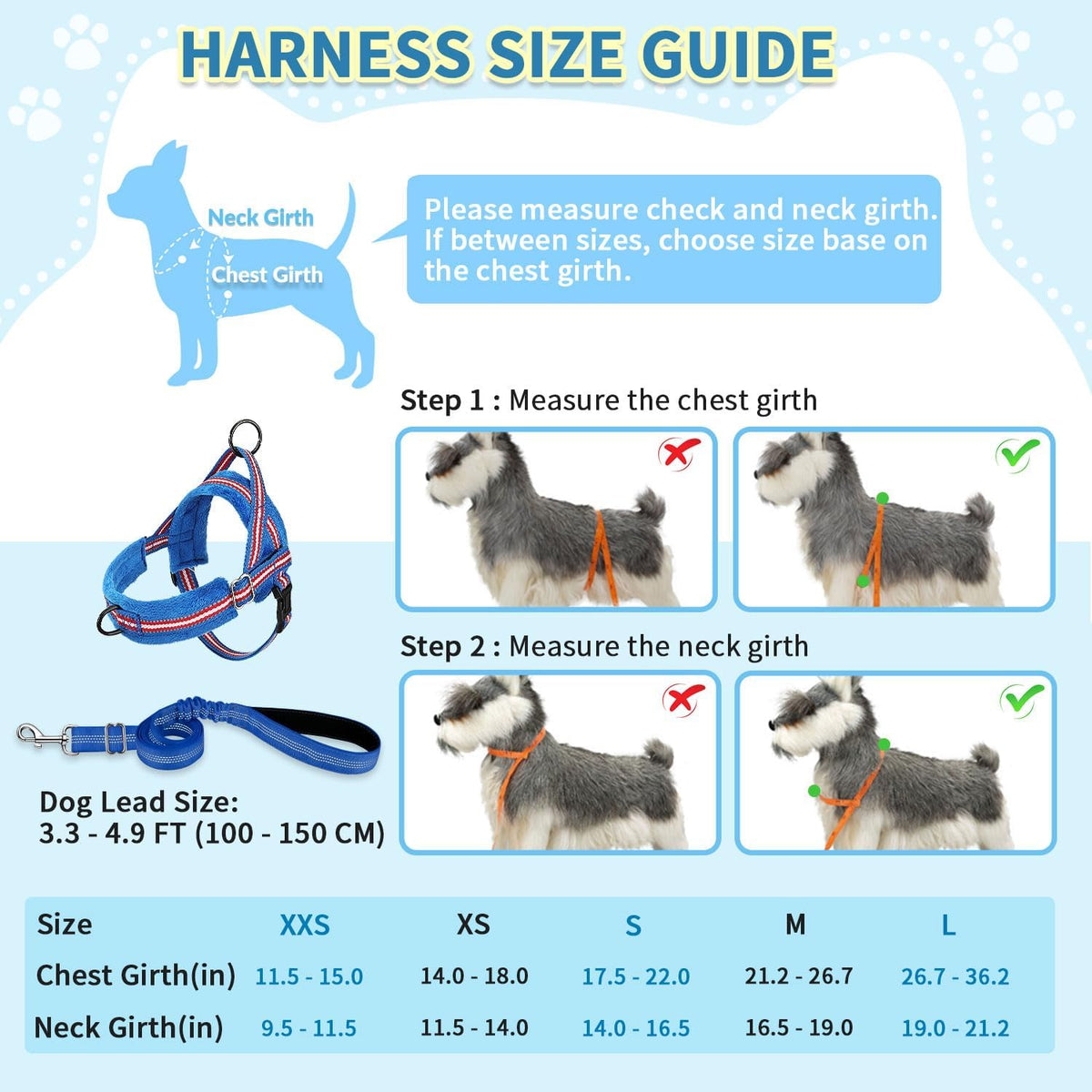 SlowTon No Pull Small Dog Harness and Leash Set with Front Clip