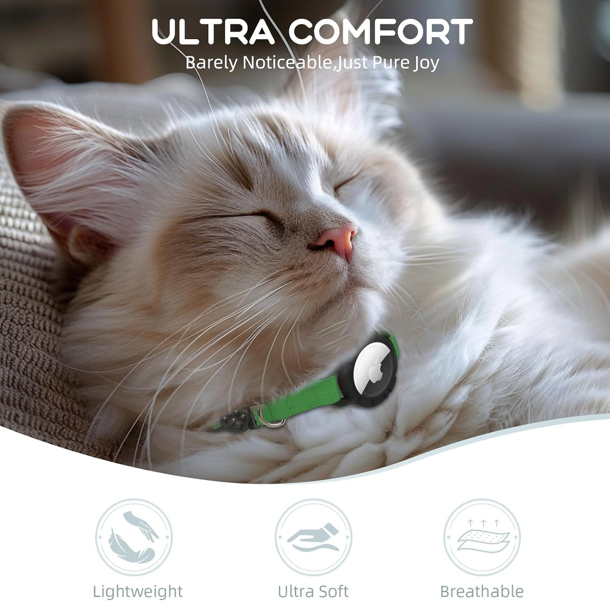 AirTag Cat Collars, Stretchy Collar with AirTag Holder and Bell