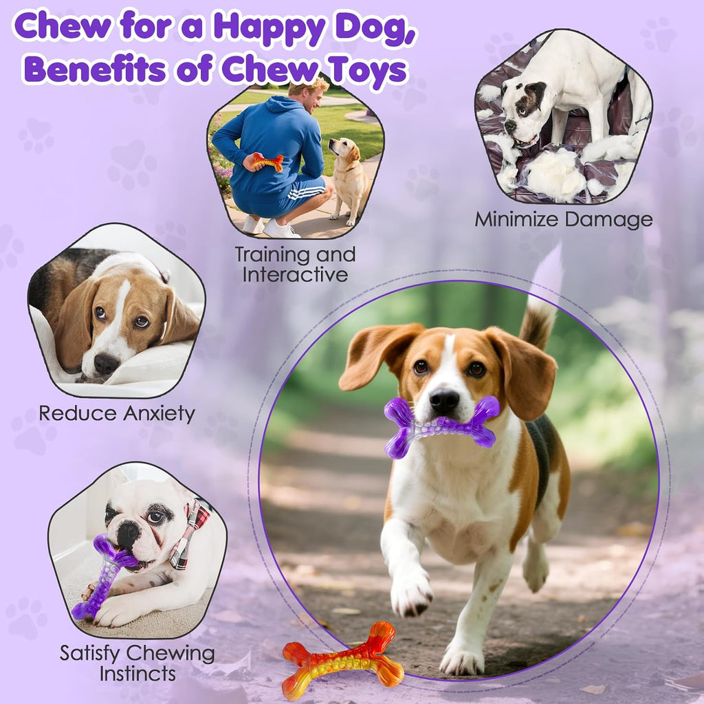 WOWBALA Dog Chew Toy Aggressive Chewers - 2 Pack Indestructible Dog Toys - Tough Dogs Toy to Keep Them Busy - Pet Toys for Medium, Large Breed，Teeth Cleaning & Boredom Relief（2 Pack）