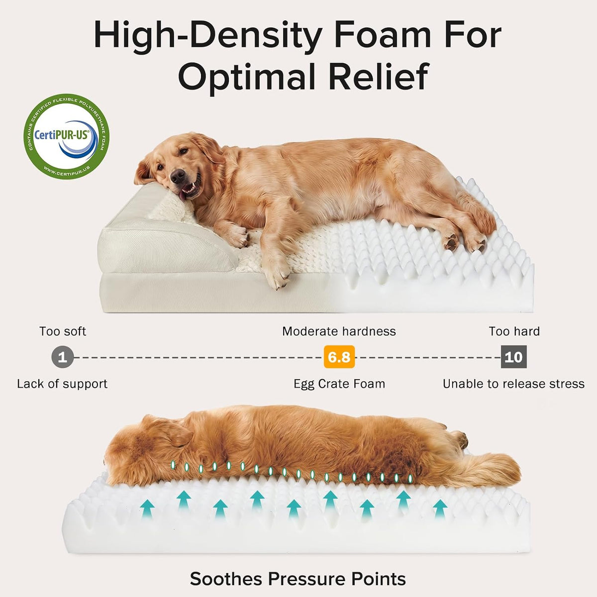 INVENHO Orthopedic Large Dog Bed, Washable Waterproof, Egg-Crate Foam Dog Couch Bed with Washable Removable Cover, Waterproof Lining and Nonskid Bottom