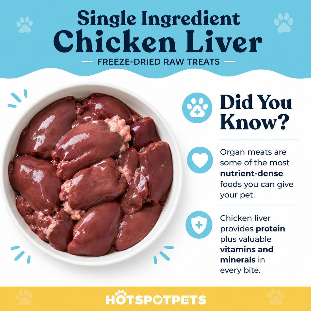 hotspot pets Freeze Dried Chicken Liver Treats for Cats & Dogs -1LB Big Bag~300pcs -Made in USA- Single Ingredient All Natural, Grain-Free - Perfect for Training, Food Topper or Snack