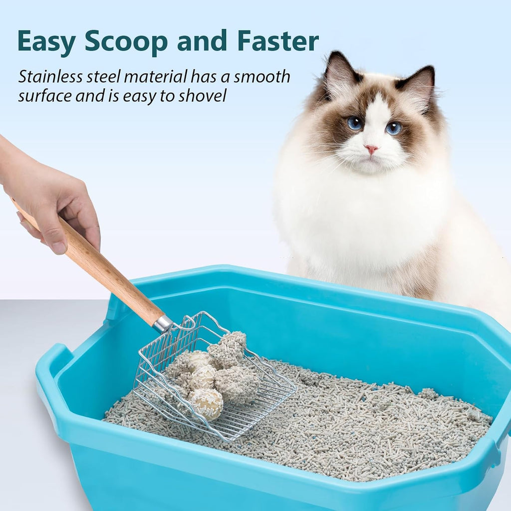 Cat Litter Scoop, Metal Scooper for Litter Box, 9.8" Long Handle