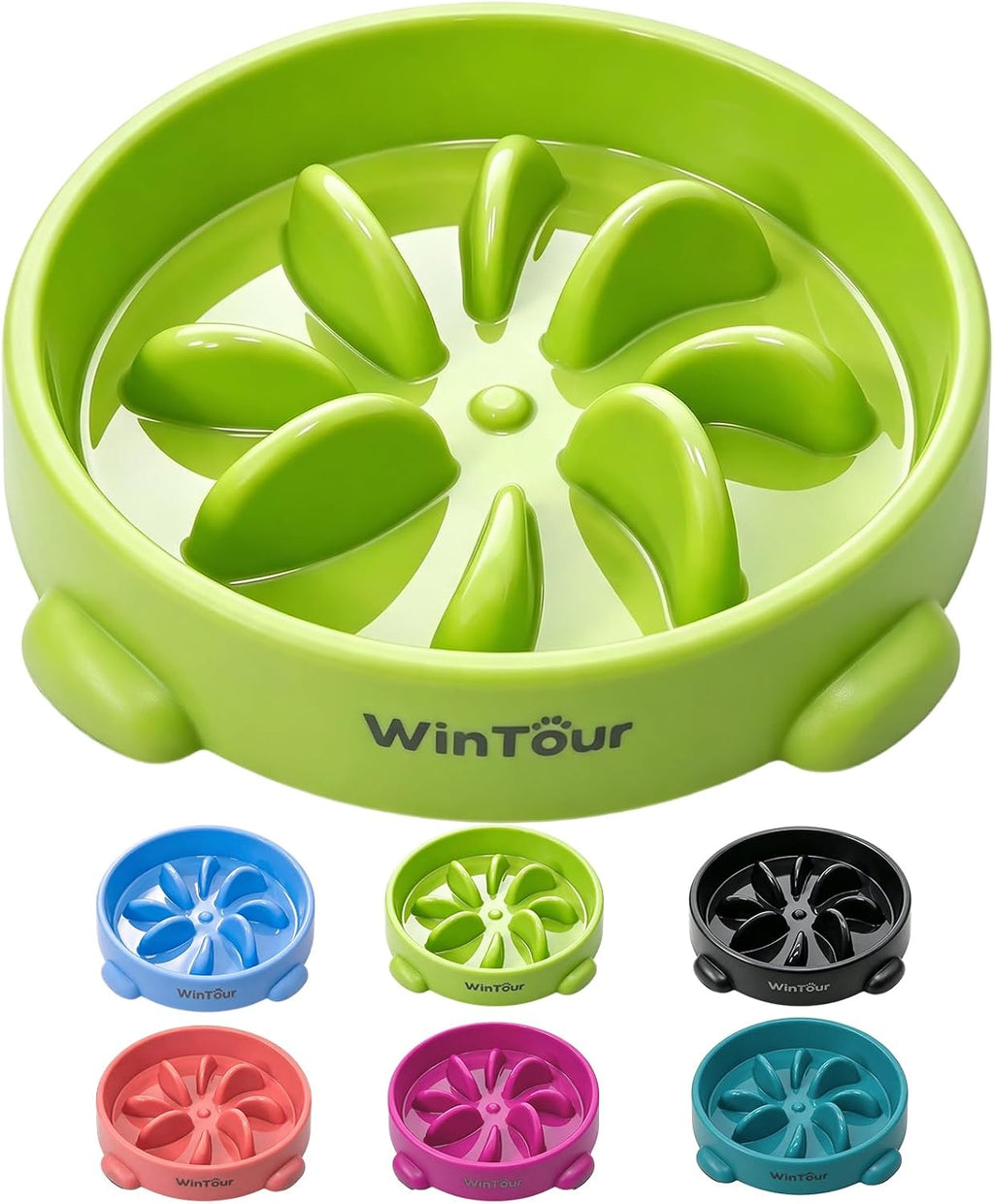 WinTour Slow Feeder Dog Bowls for Small Medium Pets, Round PP Dish, 1 Pack