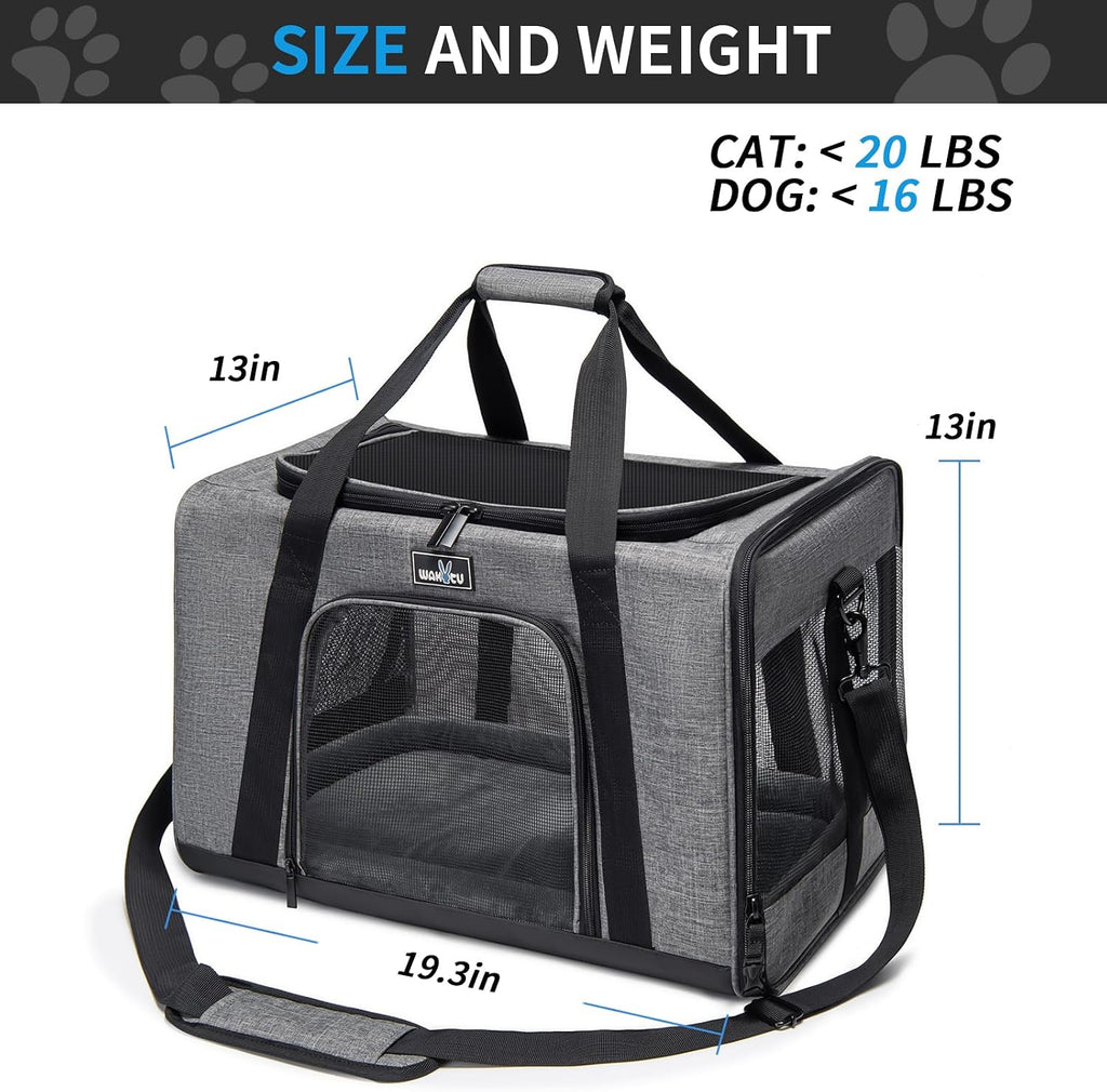 Wakytu Cat Carrier Soft for Medium or Large Cats for Car Travel Camping