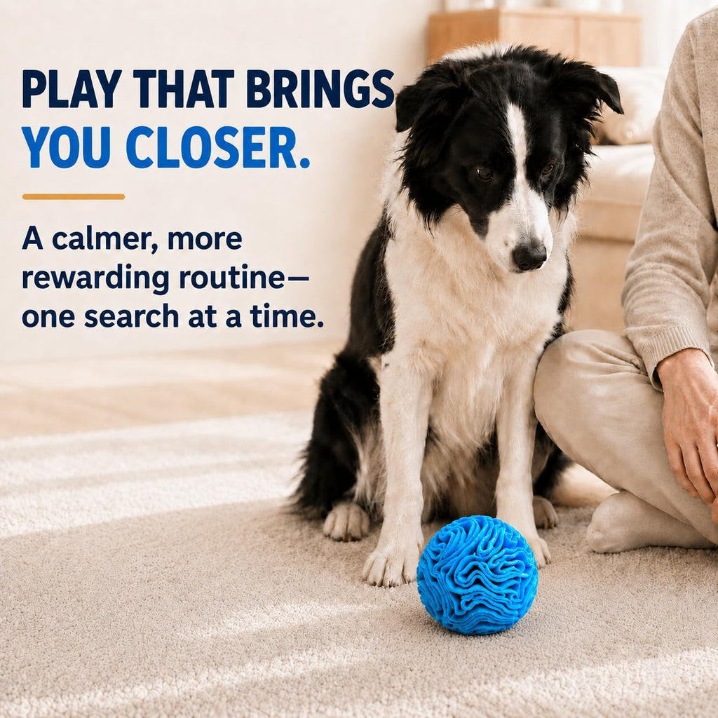 Blue Snuffle Ball for Dogs, Bright Color Slow Feeder Interactive Toy, Mental Enrichment Puzzle Game for Anxiety Relief & Indoor Fun, Machine Washable for Small Medium Large Dogs