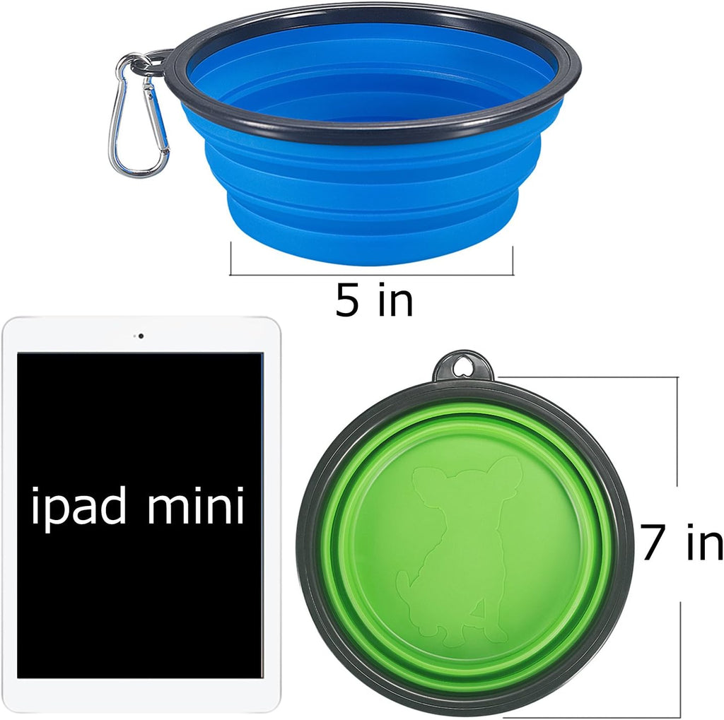 2-Pack Extra Large Size Collapsible Dog Bowl, Foldable Bowls for Dog | Expandable Cup Dish for Pet Cat Food Water Feeding Portable Travel Bowl Blue and Green 