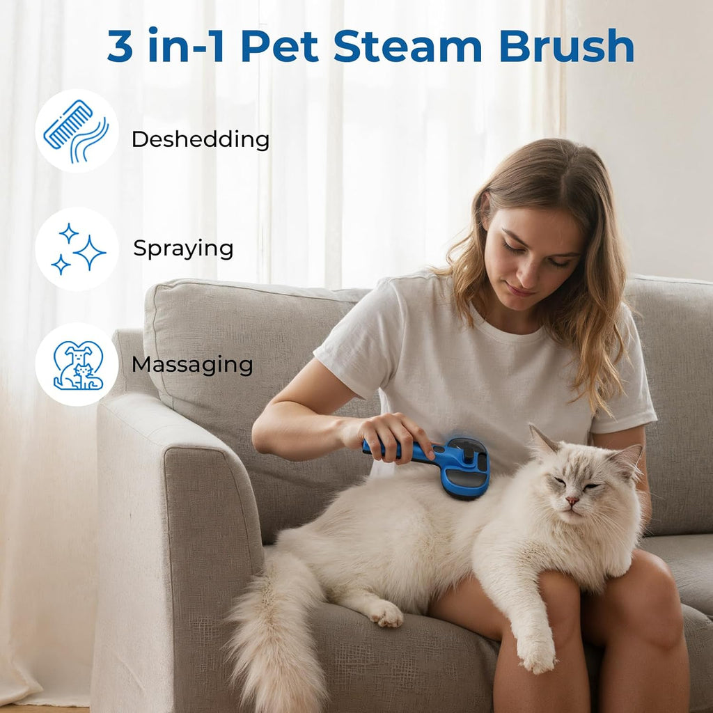 Pecute Self-Cleaning Steam Dog Cat Brush for Heavy Shedding/Long Coats Blue