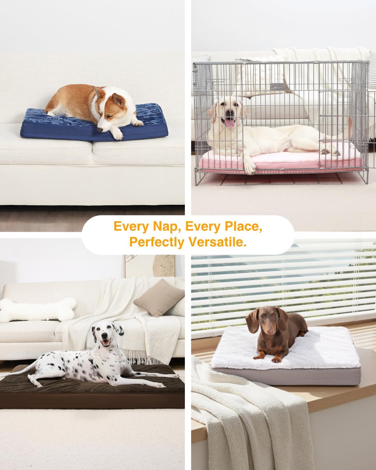 KSIIA Orthopedic Dog Bed for Small Dogs with Waterproof Lining, Grey, 23x17