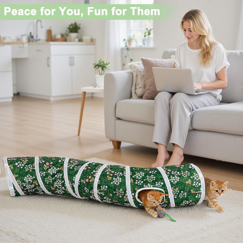 Glittme S-Shape Cat Tunnel, Foldable Cat Tunnels for Indoor Cats