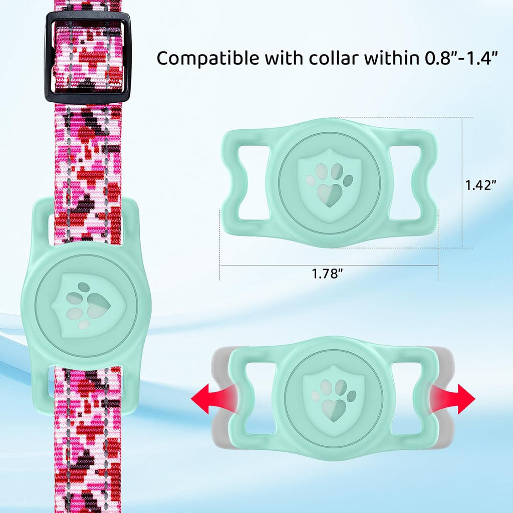 IP68 Waterproof AirTag Holder for Dog Collar, Silicone, Light Green