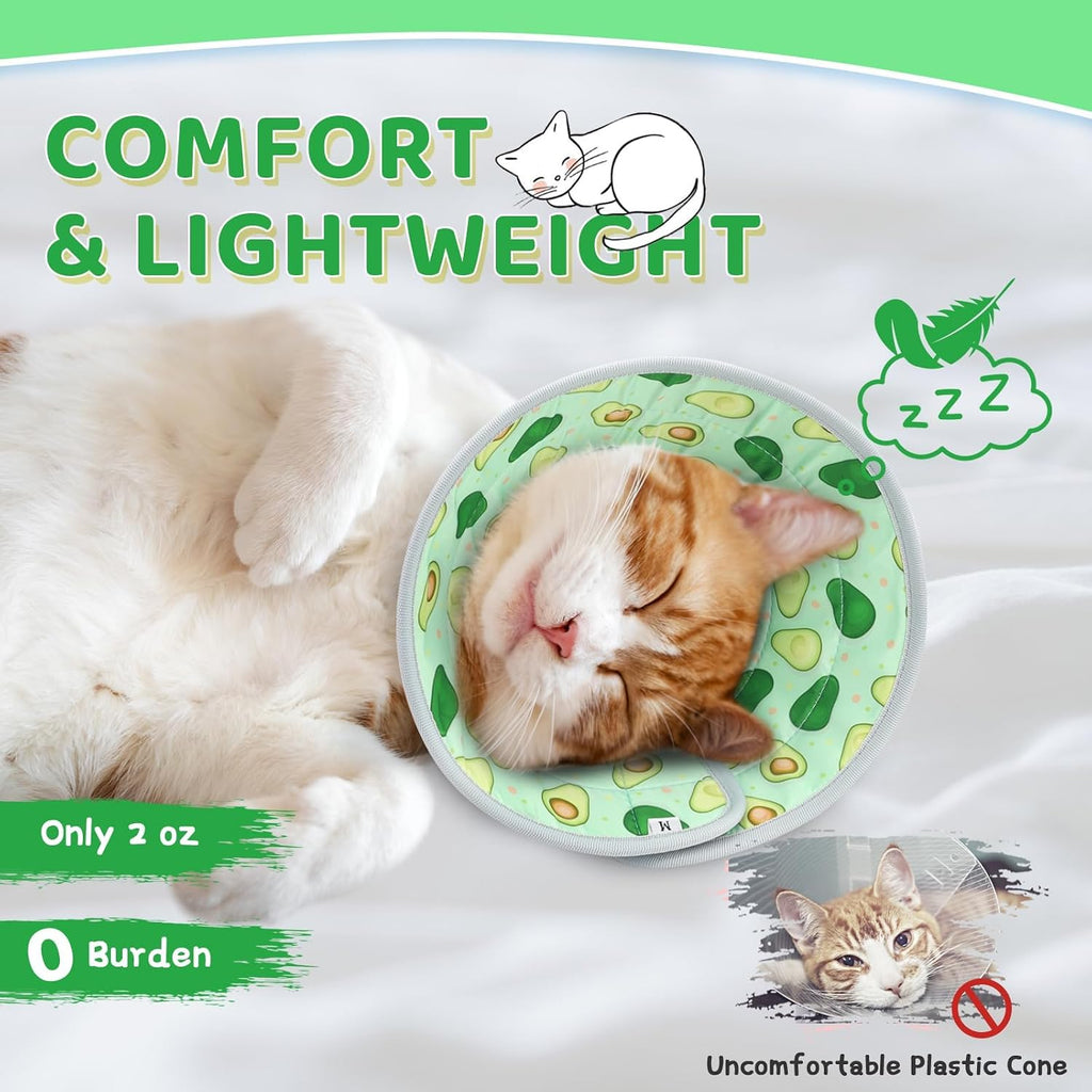 Cat Cone Collar Soft to Stop Licking, Adjustable, Foldable Lightweight Kitten Cones After Surgery Recovery for Cats & Kittens, Cat Cone Alternative, Easy Eating (Avocado Green, S)
