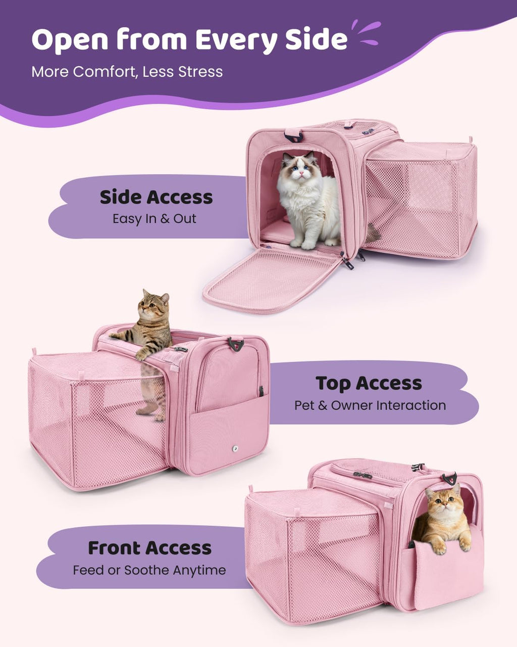 MIDOG Soft Cat Carrier Airline Approved, Expandable for Cats Up to 15lbs