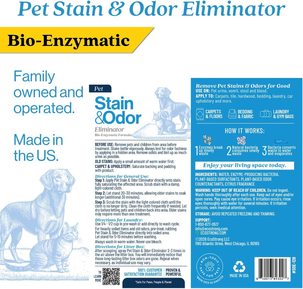 Eco Strong Pet Stain and Odor Remover - Cat Urine Enzyme Cleaner Destroyer, Urine Destroyer for Dogs, Pet Urine Enzyme Cleaner - 160 Oz