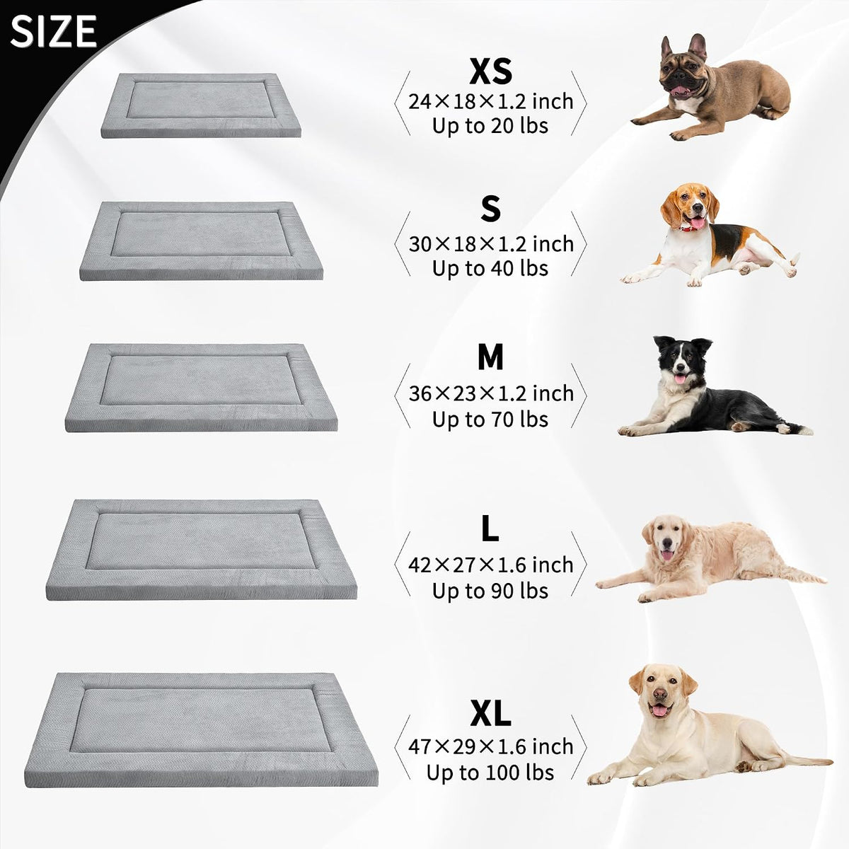 Dog Bed for Crate, Extra Large Sized Dog Crate Beds, Washable Dogs Bed Mat