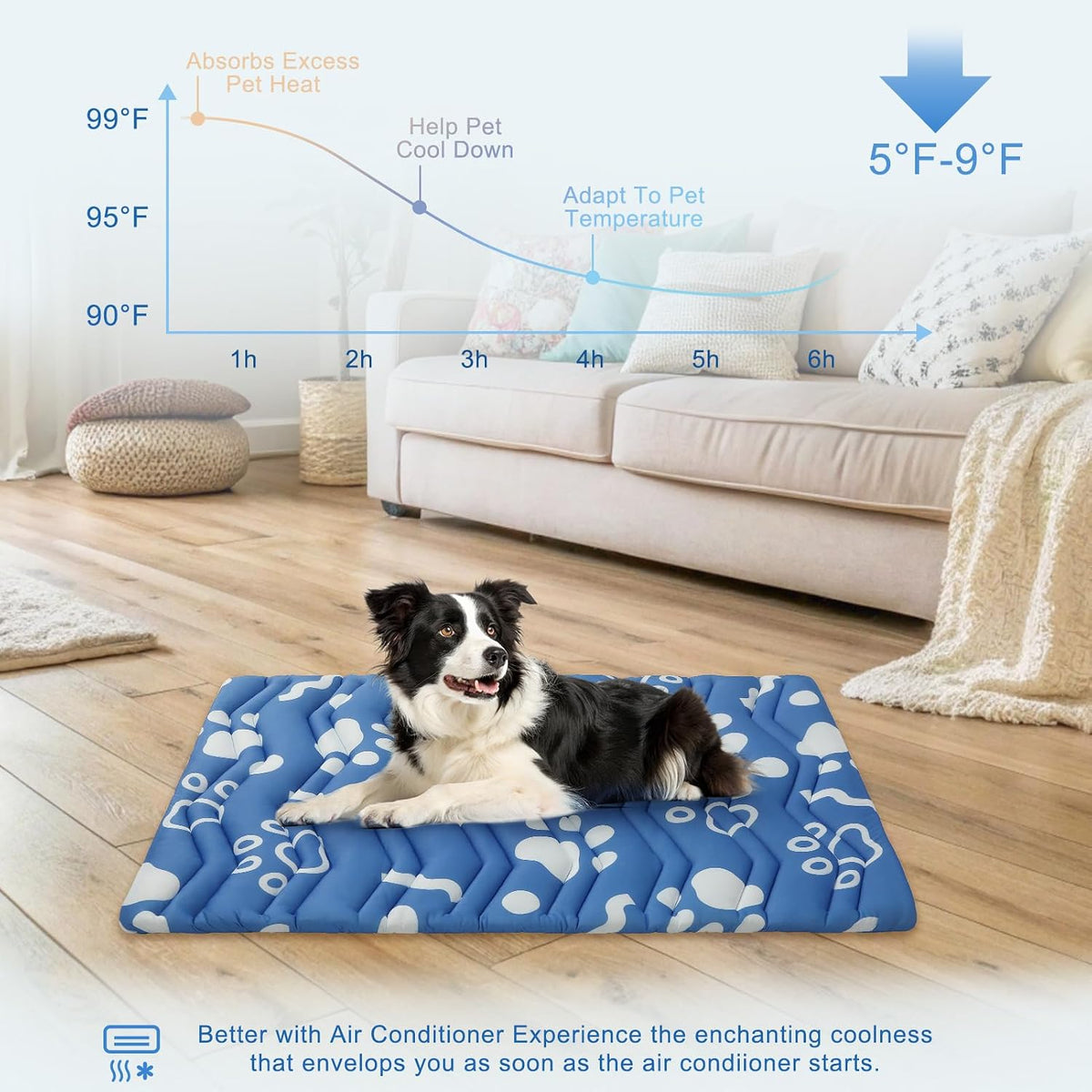 BEAUTYZOO Cooling Mat for Medium Dogs, 36x23in Reversible Pad, Self-Cooling