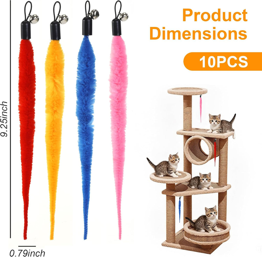 10 Pcs Cat Worm Toys, Colorful Interactive Cats Wand Attachment