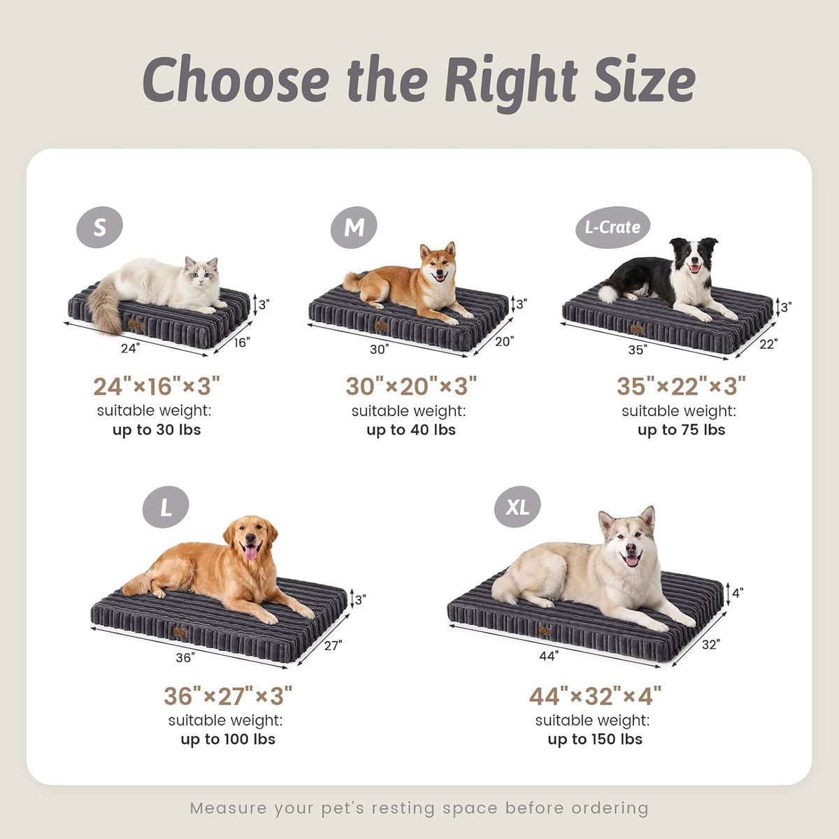 COZY KISS Orthopedic Washable Dog Bed for Puppies & Cats, Removable, Dark Grey