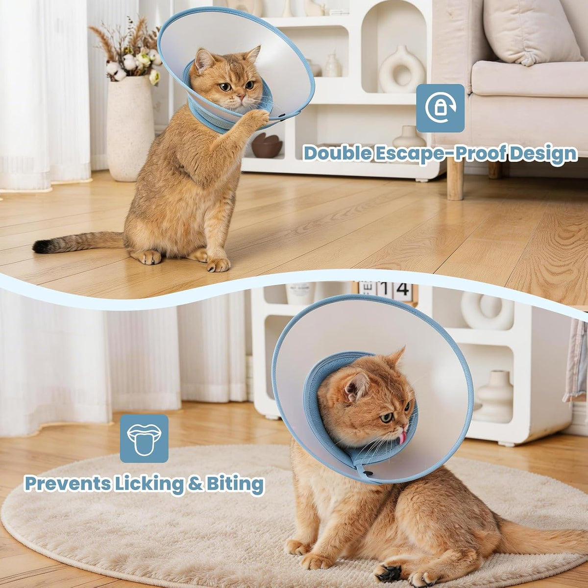 Avont Soft Mesh Cat Cone, Adjustable Anti-Lick E-Collar (Blue S)