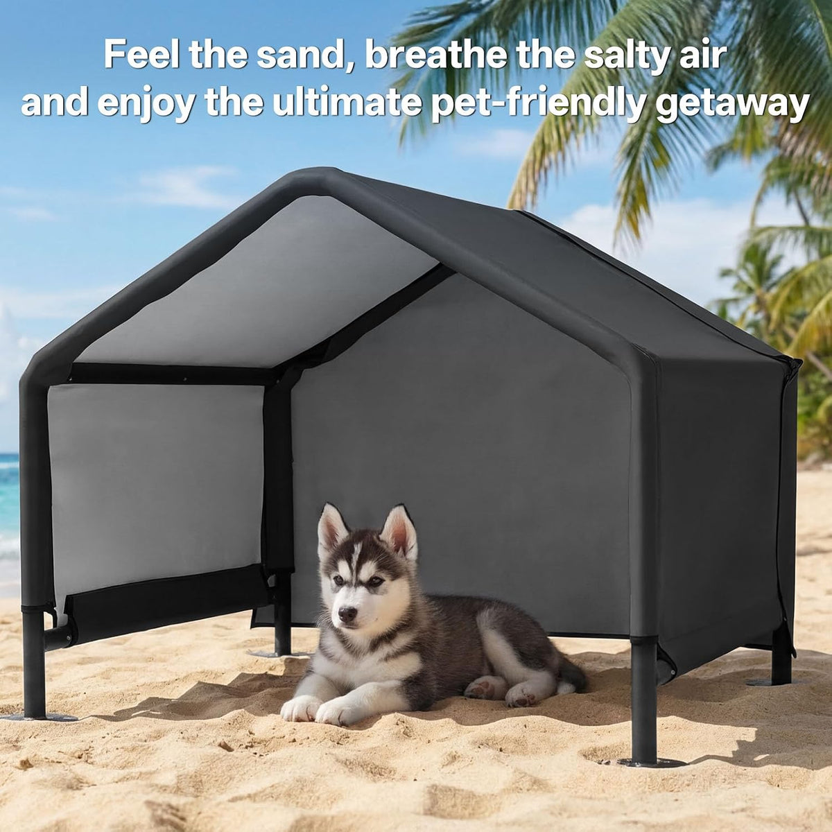 MEWANG Dog House Outdoor, Small Pet Shade Shelter Outside, Black