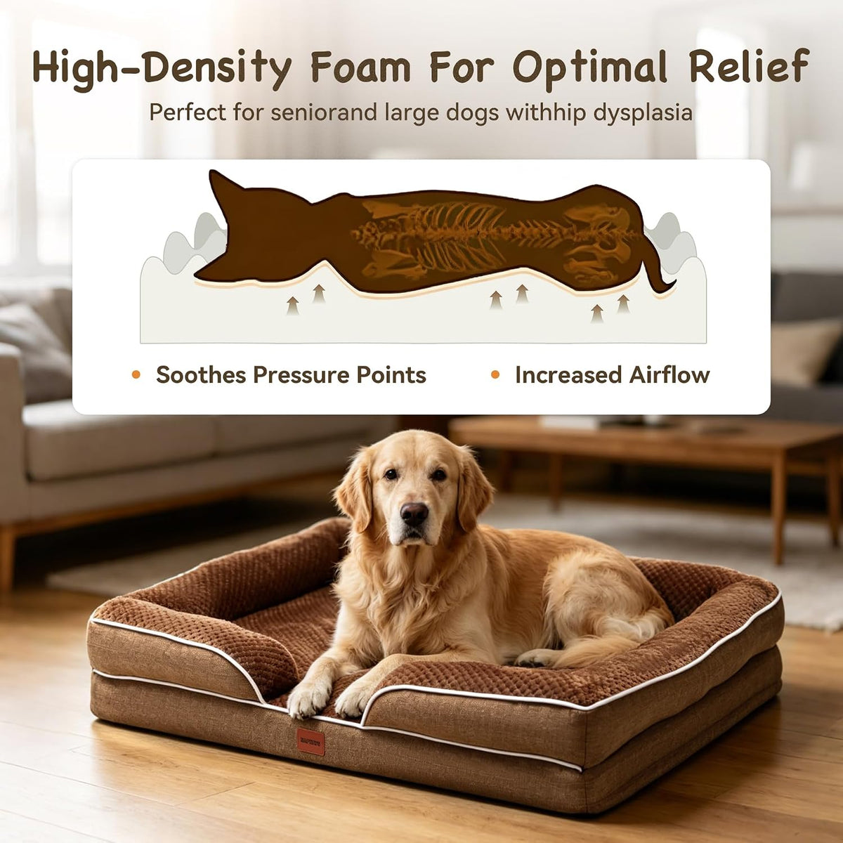 Orthopedic XLPlus Dog Bed Extra Large with Removable Washable Cover