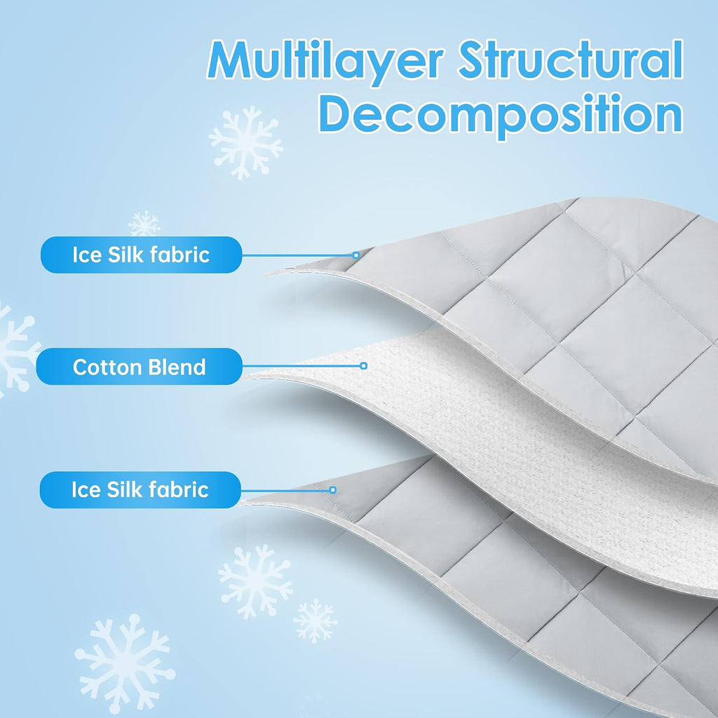 Pet Dog Cooling Mat, Outdoor Dog Cooling Pad, Washable Dogs Cats Pet Non-Toxic Cooling Pads Summer Sleeping Kennel Mats，Pet Self Cool Ice Blanket for Indoor Dog Beach Essentials Light Gray Medium