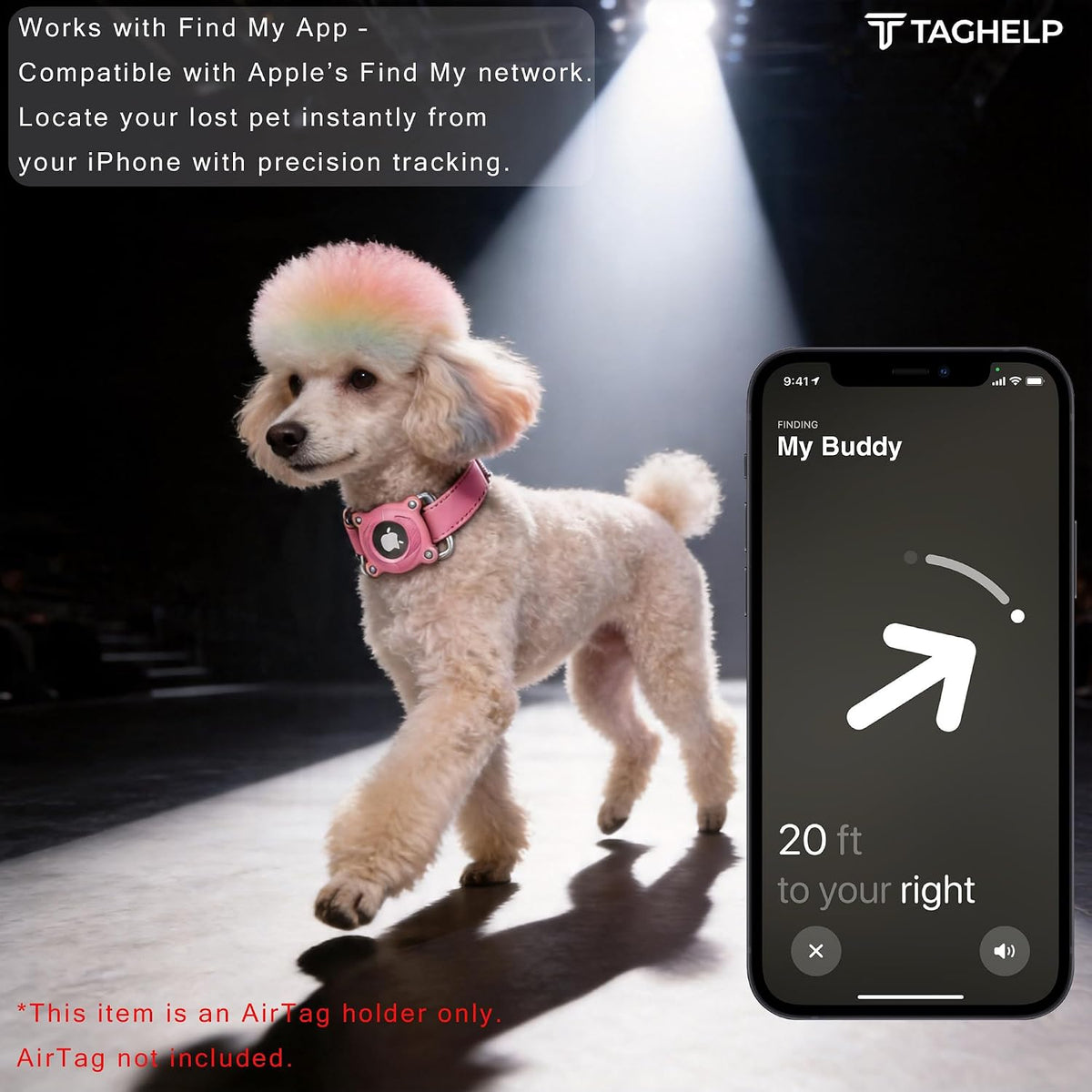 AirTag Holder for Pet Collar – Waterproof(Pink)