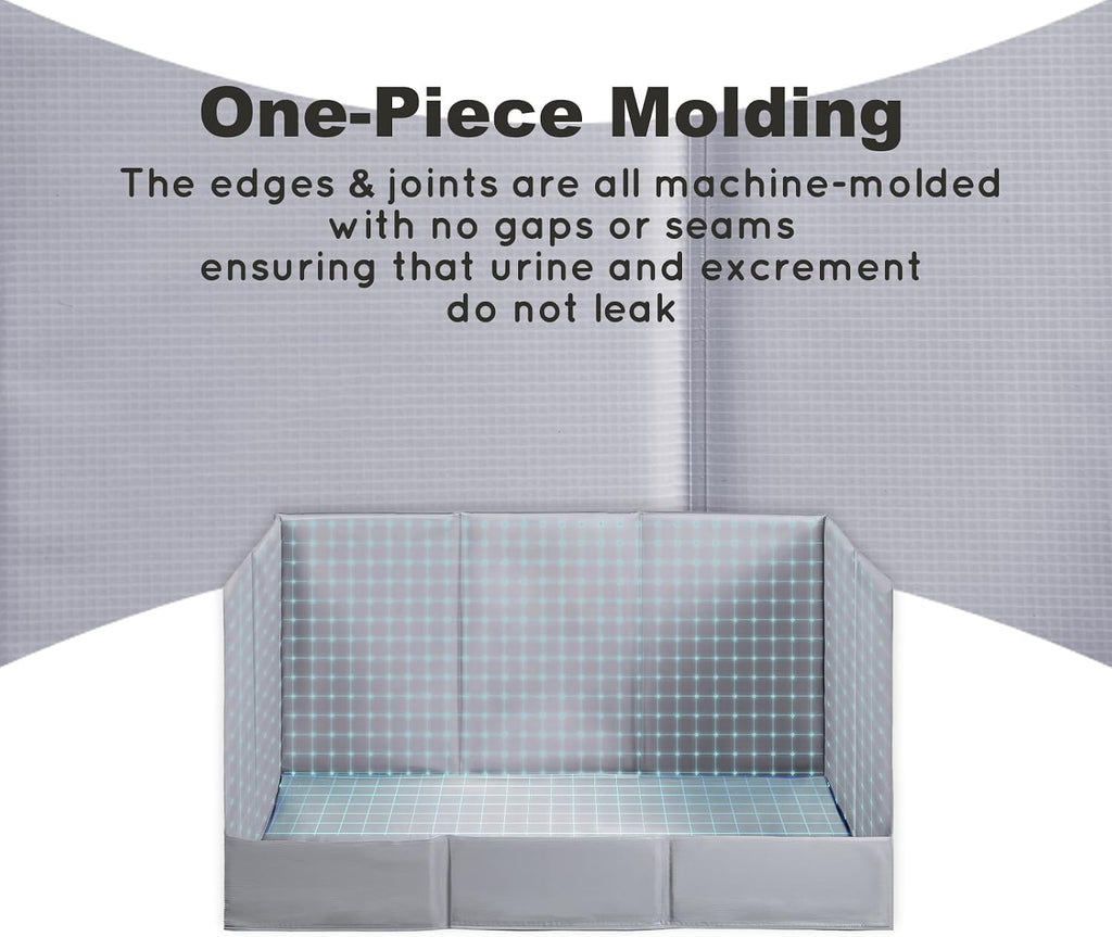 HQ4US 4LEGS Dog Litter Box Indoor High Walls, Puppy Pee Pad Holder Foldable | Dog Potty Tray, Medium Dog Toilet with Clips, No Assembly,Waterproof, Easy Clean, No Spill, Seamless, Portable for Travel