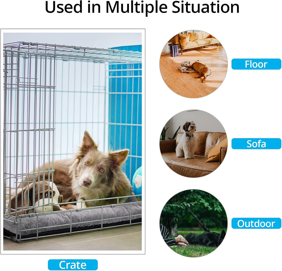Dog Crate Pad Washable Dog Bed for Crate Extra Large Cozy Mat 48-Inch Gray