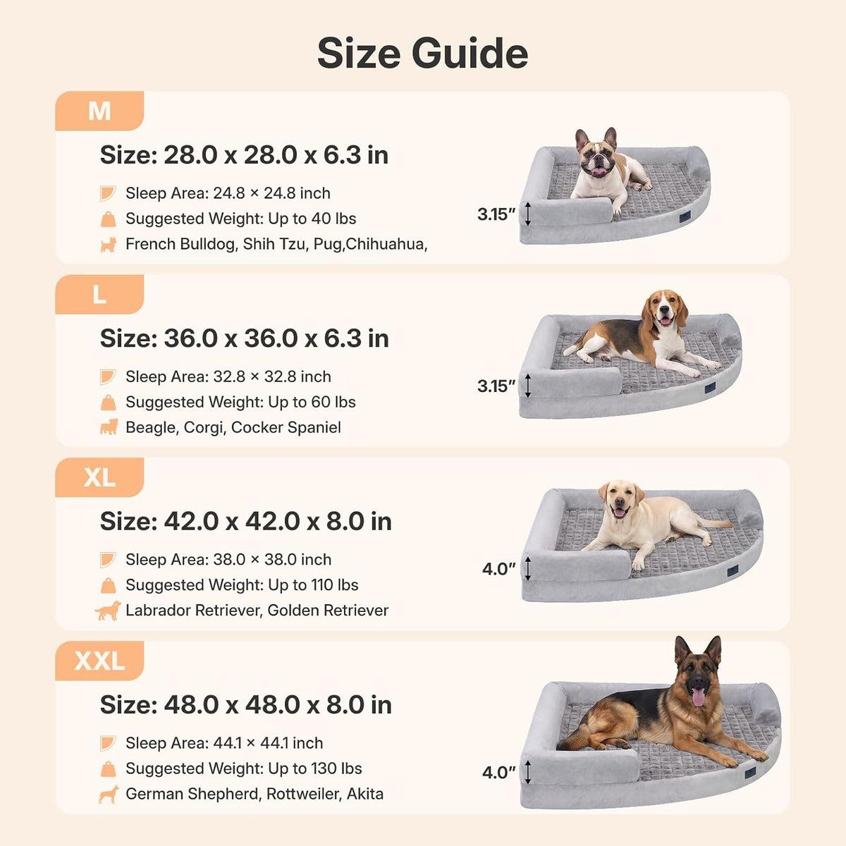 Veehoo Corner Dog Bed, 28" Orthopedic Washable Dog Bed for Small Dogs