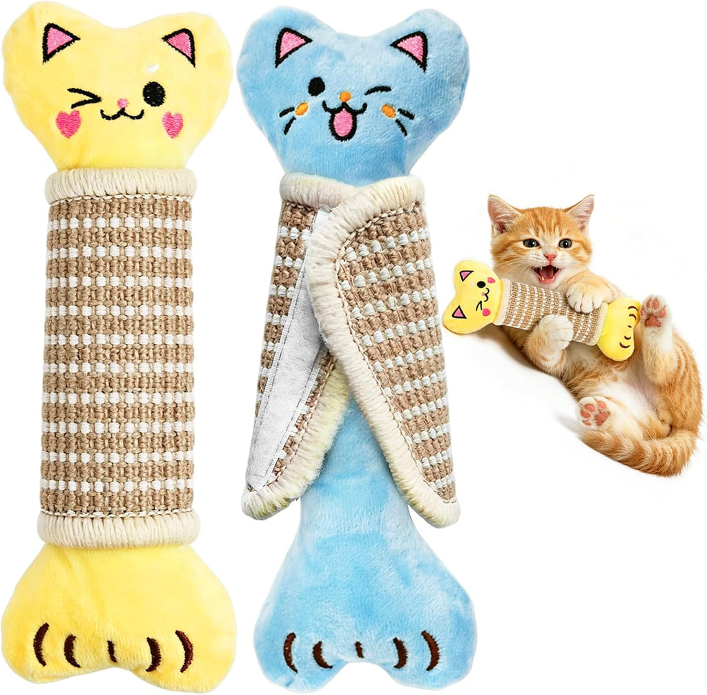 ENNOKEY Catnip Cat Toys Pillows for Indoor Kittens Kicker Chew, 9.45 Inches | Crinkle Sound, Durable Soft Sisal Material, Safe Teeth Cleaning, Interactive Fun