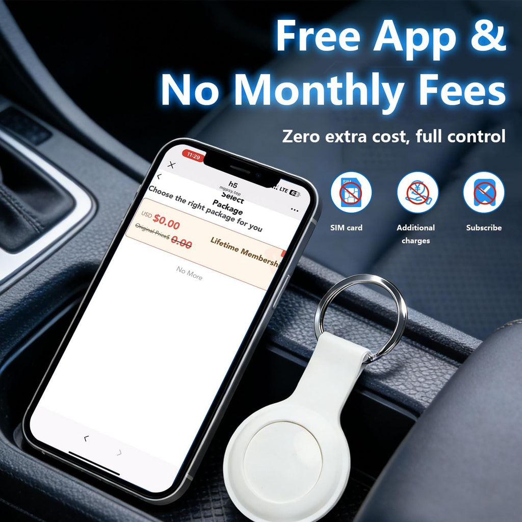 GPS Tracker for Vehicles and Cars, Real-Time Location Tracking Device, No SIM Card No Subscription, No Monthly Fee, Long Standby Waterproof Tracker for Pets, Dogs & Valuables (Android & iOS)
