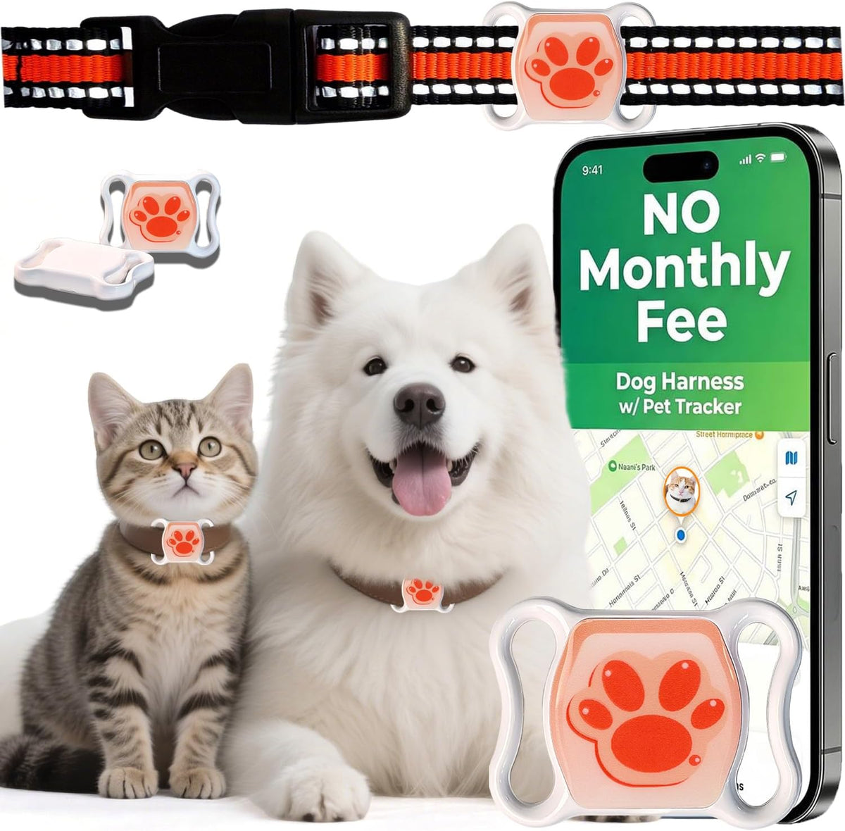 Pet GPS Tracker for Dogs & Cats, Smart GPS Collar with Real‑Time Tracking