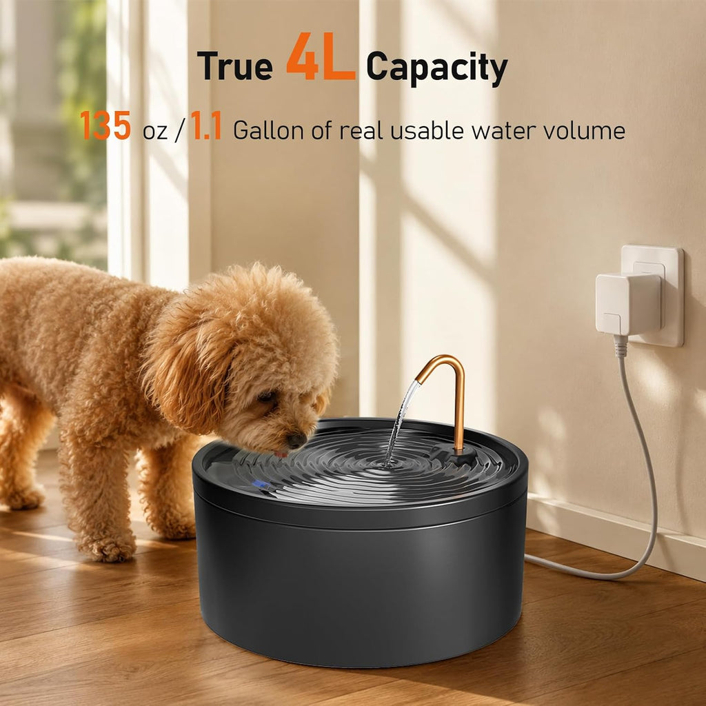 MISFANS Ceramic Dog Water Fountain, All-Ceramic Body, Pure Copper Spout