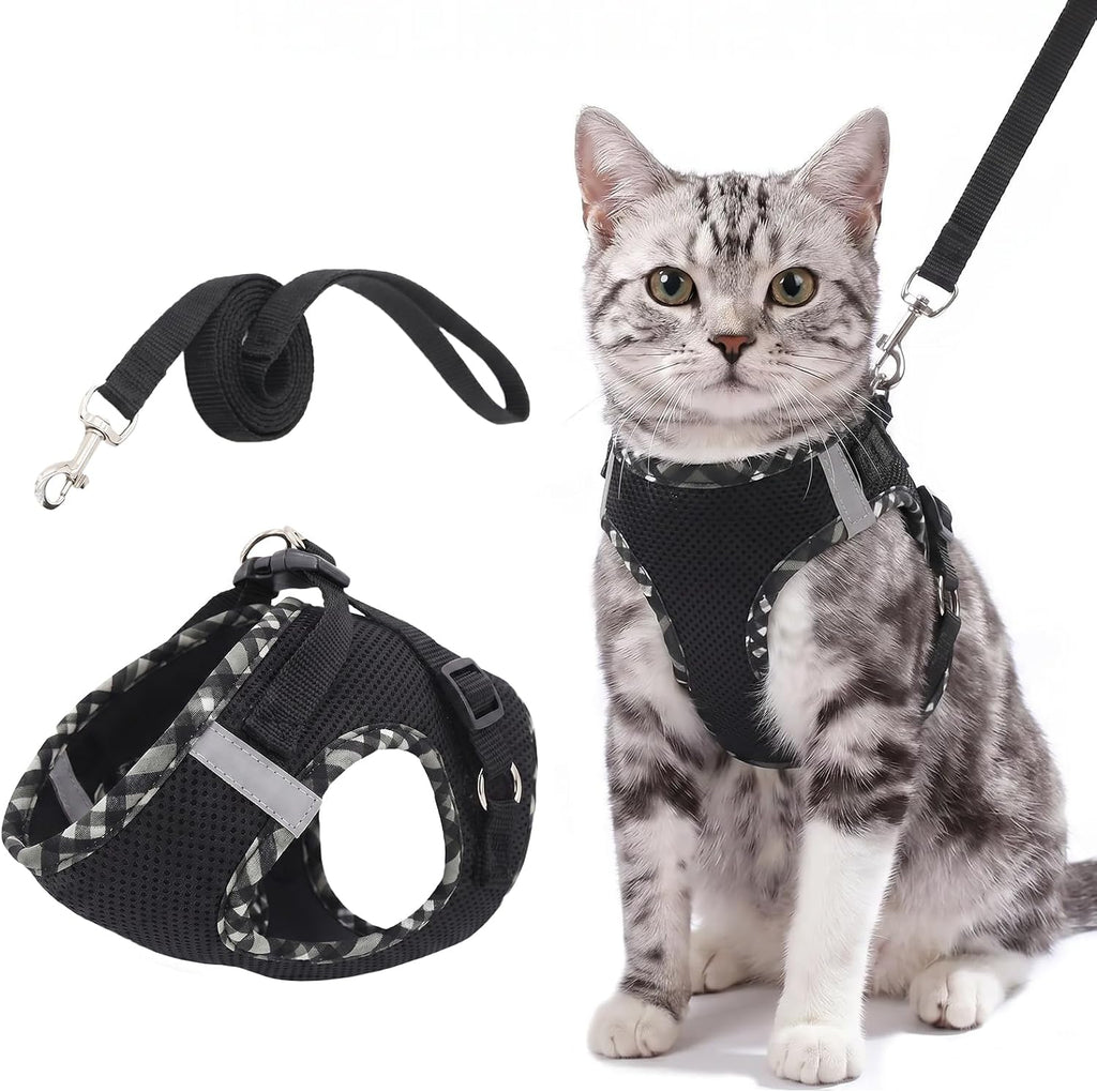 Tensho Cat Harness and Leash Set Escape Proof Vest, Black XS