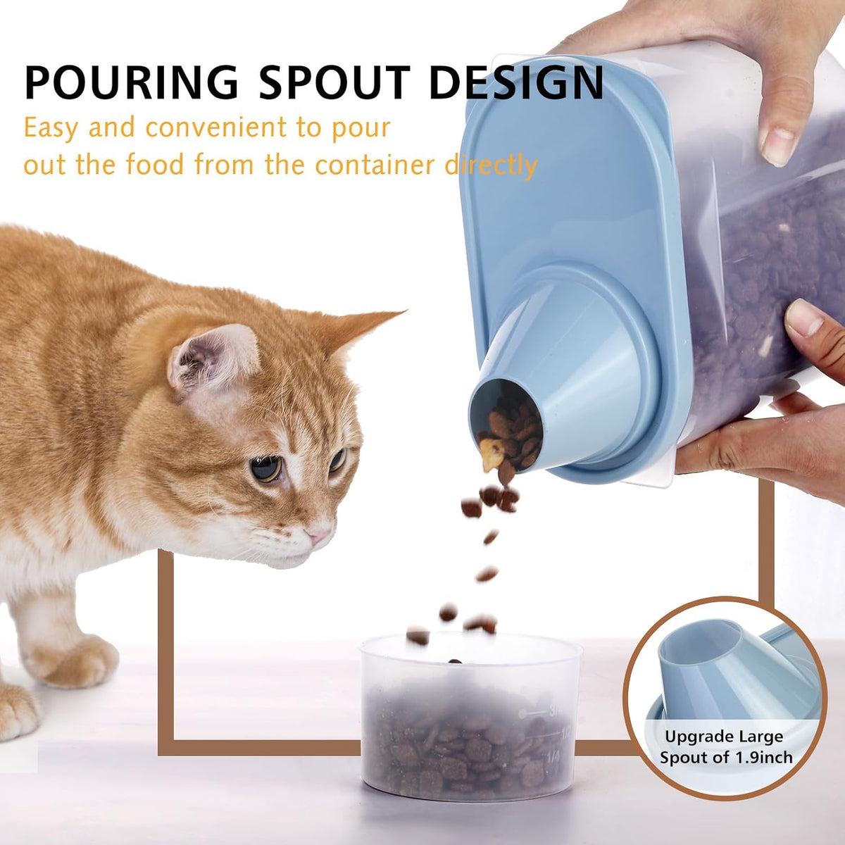 2 Pack 2lb/2.5L Pet Food Storage Container with Measuring Cup for Small Dog, Cat, Waterproof-BPA Free (Blue 1.8L)