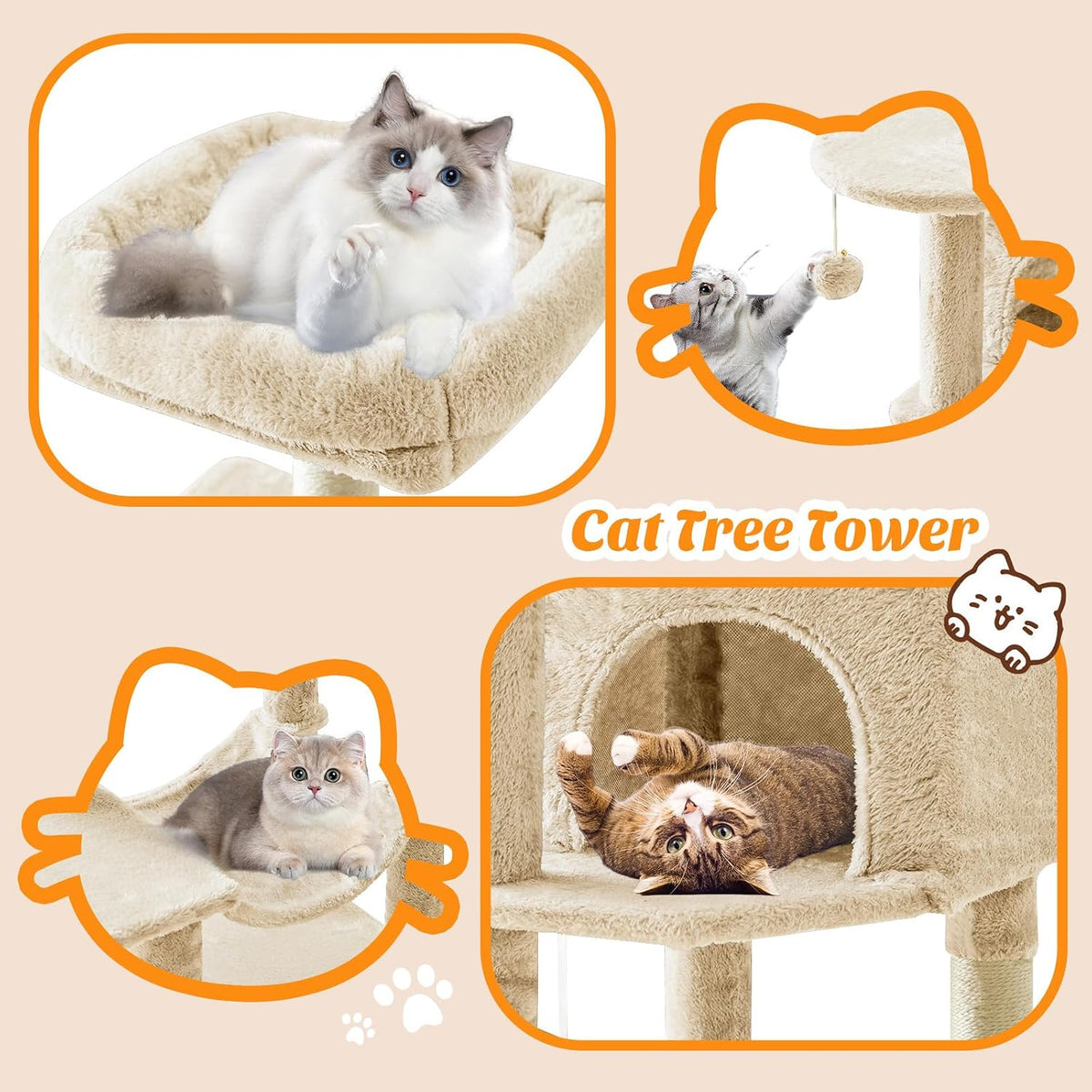 44 Inch Small Cat Tree Tower for Indoor Cats and Kittens