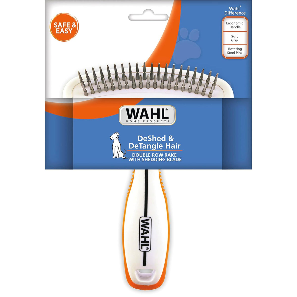 Wahl 2-in-1 Combination Double Row Pet Rake with Hair Shedding Blade