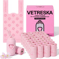 VETRESKA Dog Poop Bags with Handles 450 Count, Floral Scented Waste Bags | Leak-Proof Thick Dog Bags for Poop, Easy-Tie Large Poop Bags, 30 Refill Rolls with 1 Dispenser for Dog Walking Cat Litter