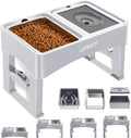 UPSKY 3-in-1 Elevated Dog Bowls Set with 4 Height Adjustable Stand, White