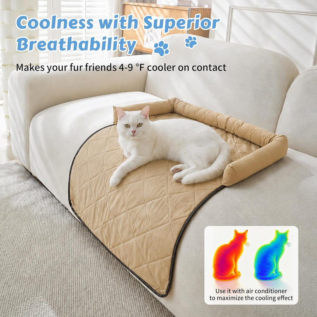 Cooling Dog Bed Mats with Neck & Head Support, 31.5 x 23.62 inch Khaki