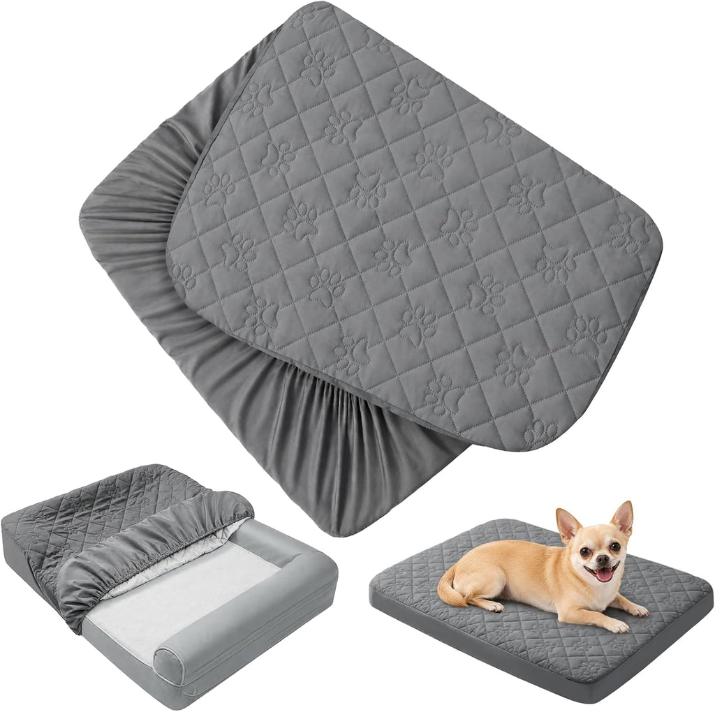 PAWFINITY Small Waterproof Dog Bed Cover Replacement, Fitted Sheet Washable