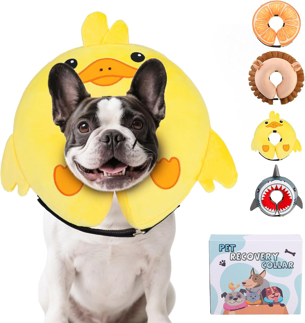 KOOLTAIL Inflatable Dog Cone Collar Alternative After Surgery, Duck M+