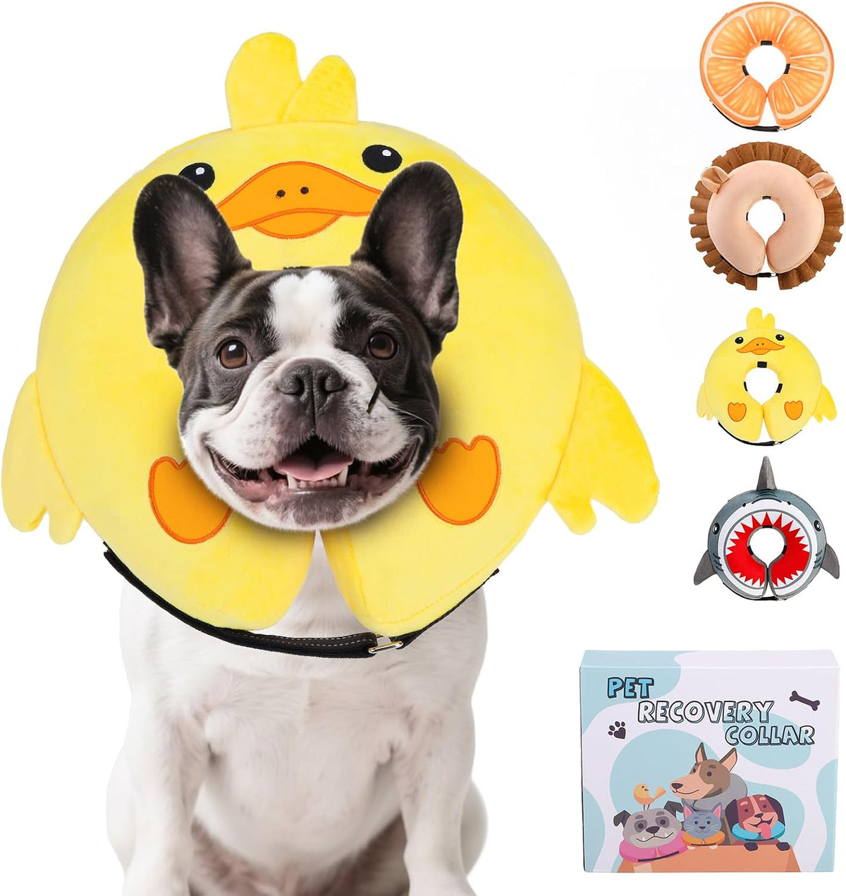 KOOLTAIL Inflatable Dog Cone Collar Alternative After Surgery, Duck M+