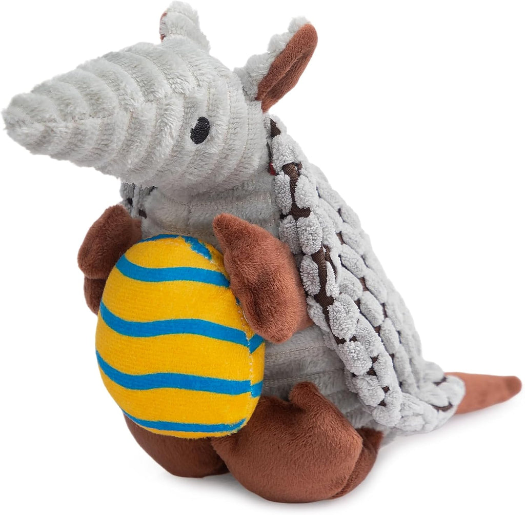 Hollypet Armadillo Squeaky Puppy Dog Toys for Small Medium Dogs, Yellow Egg | plush stuffed small dog squeak animal toy with unique grunt squeaker textured fabric for teeth cleaning toys