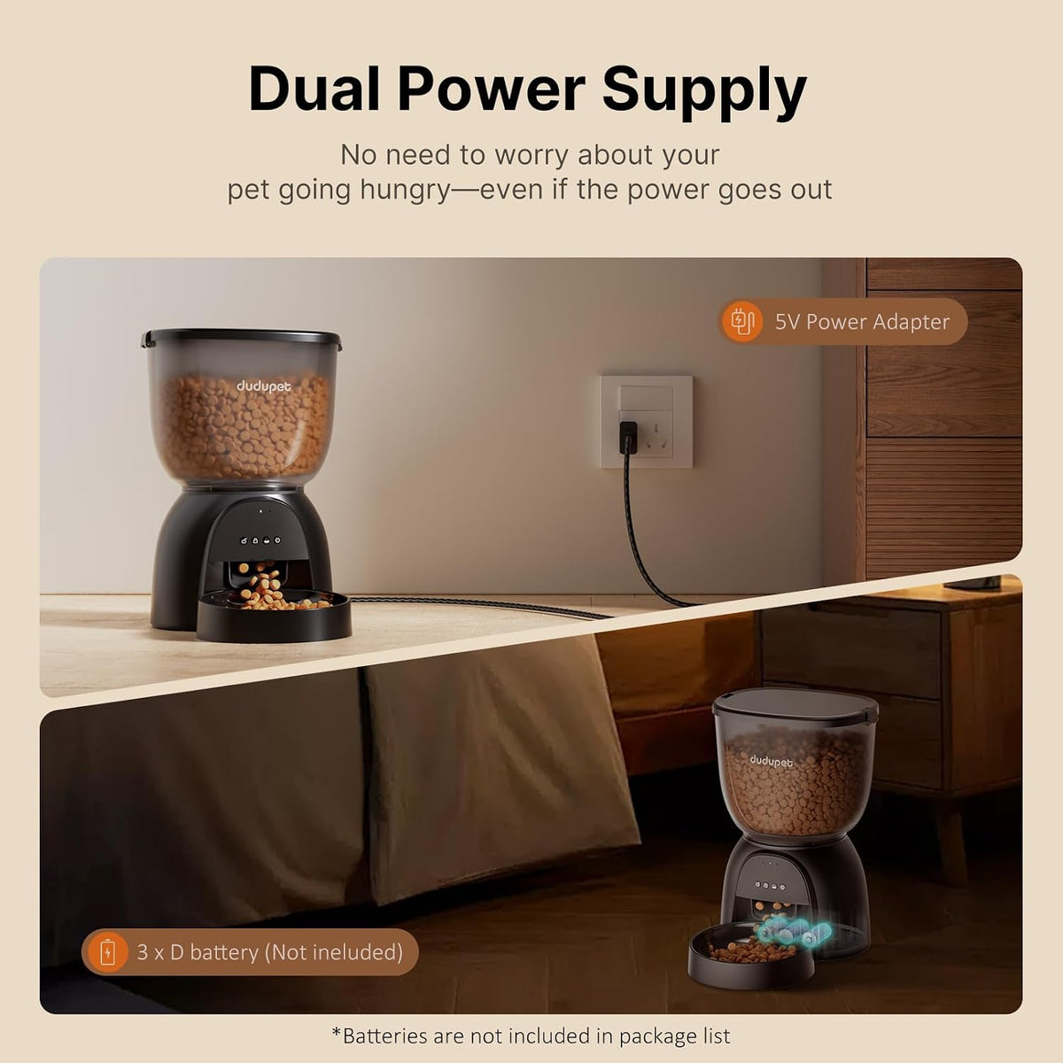 Automatic Cat Feeder with WiFi, Timed Cat Dry Food Dispenser for Cats Dog