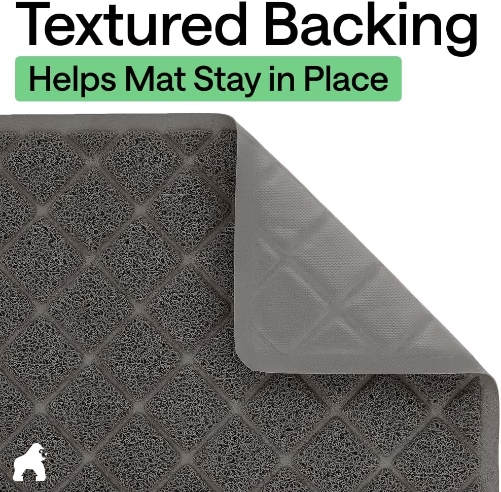 GORILLA GRIP Cat Litter Mat, Coiled Mesh Trapping Mats, 24x17 Charcoal