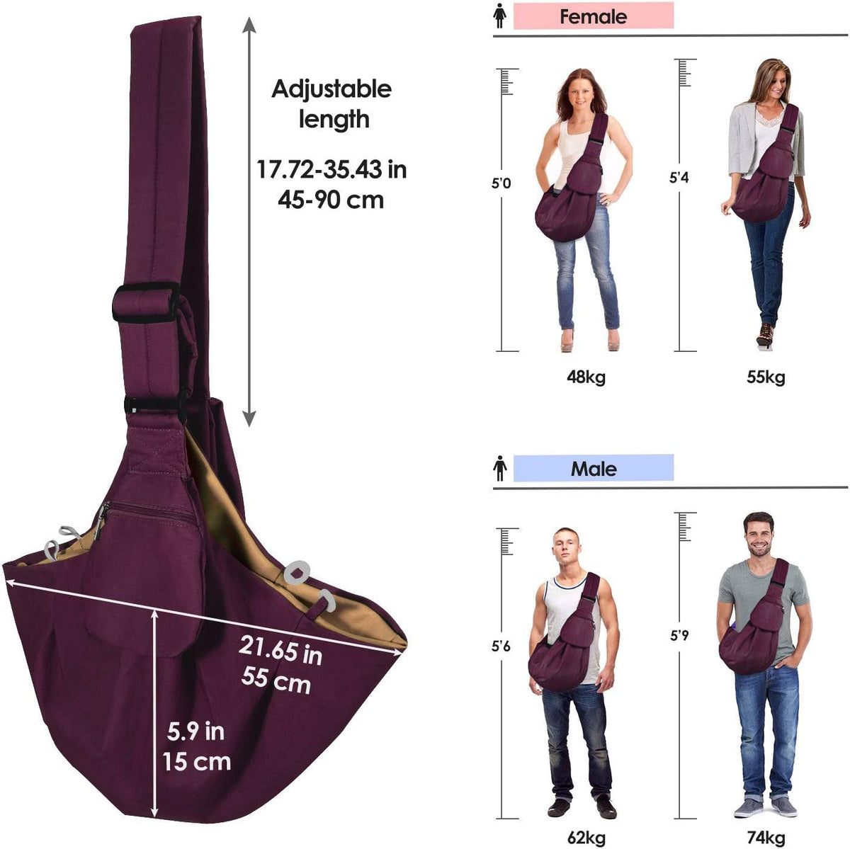 SlowTon Dog Carrier Sling - Thick Padded Shoulder Strap Adjustable, WR, M