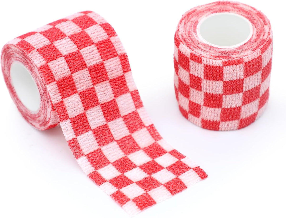 Self Adhesive Bandage Wrap Animal Cohesive Bandage Self Adherent Wrap First Aid Tape for Dogs Cats Horses Birds & Wrist Healing Ankle Sprain (2 Inch White Print 6 Rolls)