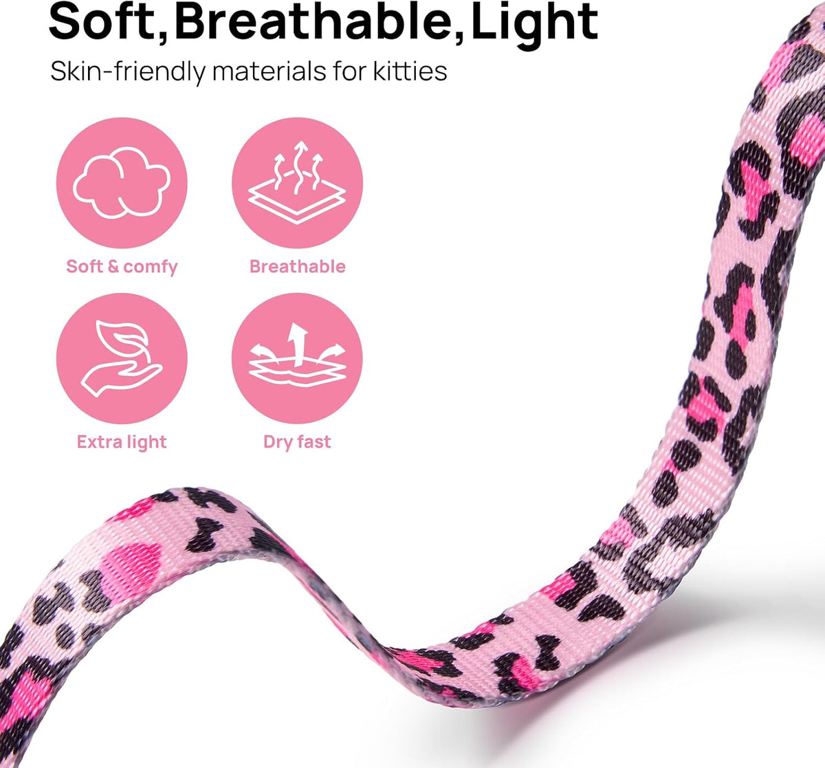 PetThem Adjustable Cat Harness and Leash Set Escape Proof (Yellow & Pink)
